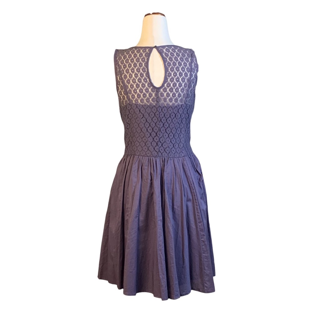 Lauren Conrad‎ Grayish Purple Pintuck Lace Back Fit Flare Dress 8